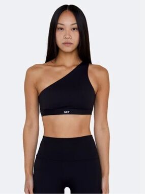 SET Active One-Shoulder Black Sports Bra